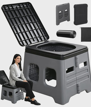 Draagbaar Toilet met Deksel - Sterk en Compact voor Kamperen, Wandelen & Boottochten