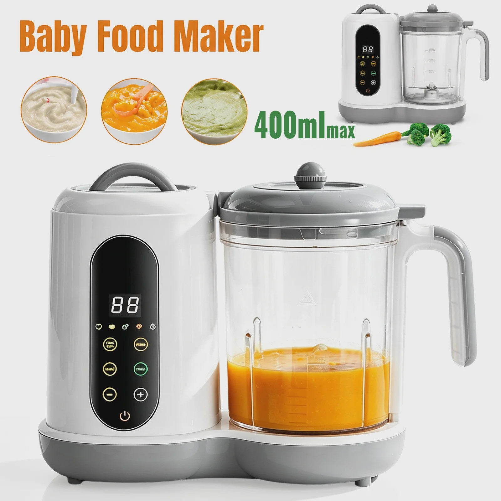 4-in-1 Slimme Babyvoeding Maker: Stoom, Pureer & Mix met Digitaal Display