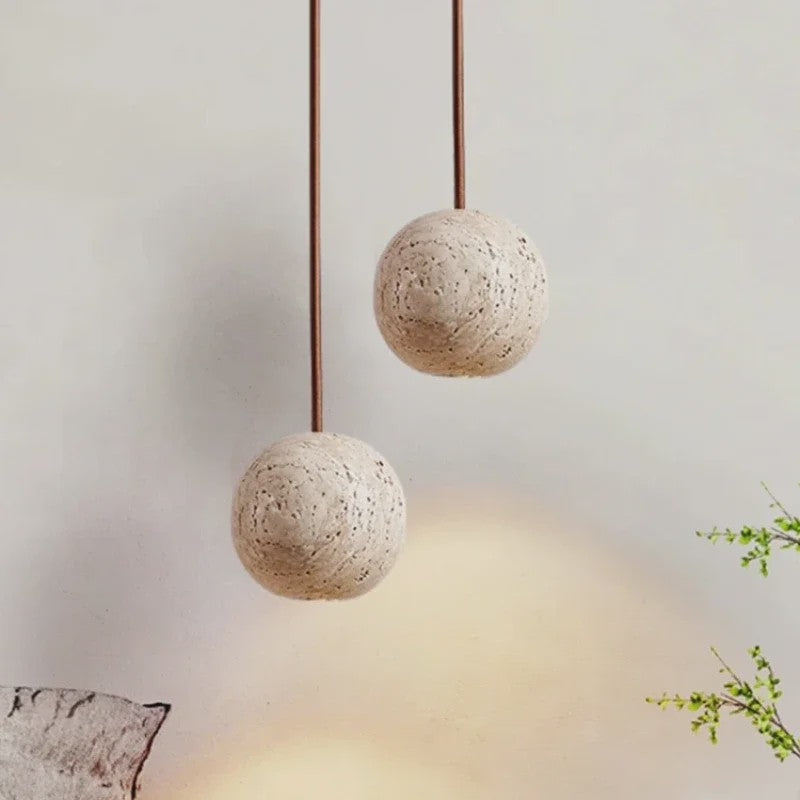 SediaXL LED Hanglamp Travertin Geel Rond - Scandinavisch Design voor Slaapkamer & Nachtkastje