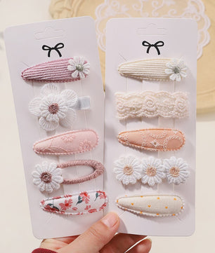 Set van 5 Schattige Baby Haarclipjes voor Meisjes met Bloemen en Leuke Designs