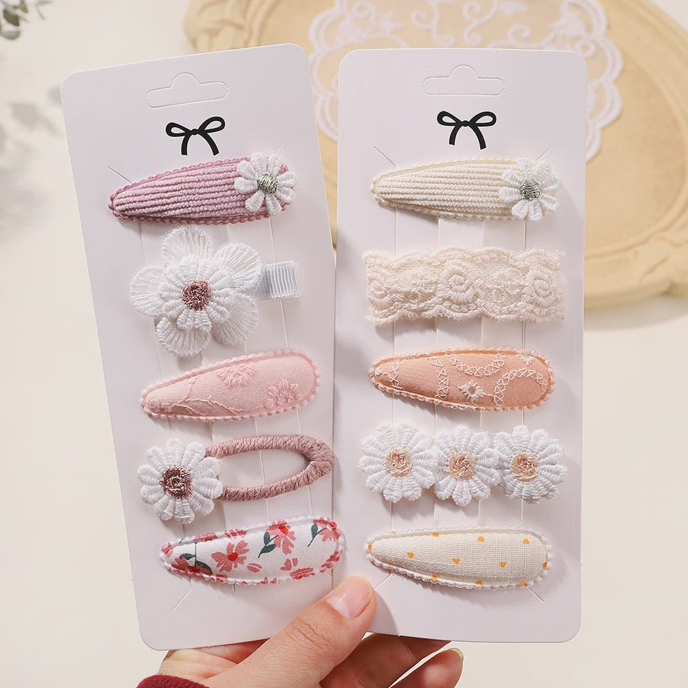 Set van 5 Schattige Baby Haarclipjes voor Meisjes met Bloemen en Leuke Designs