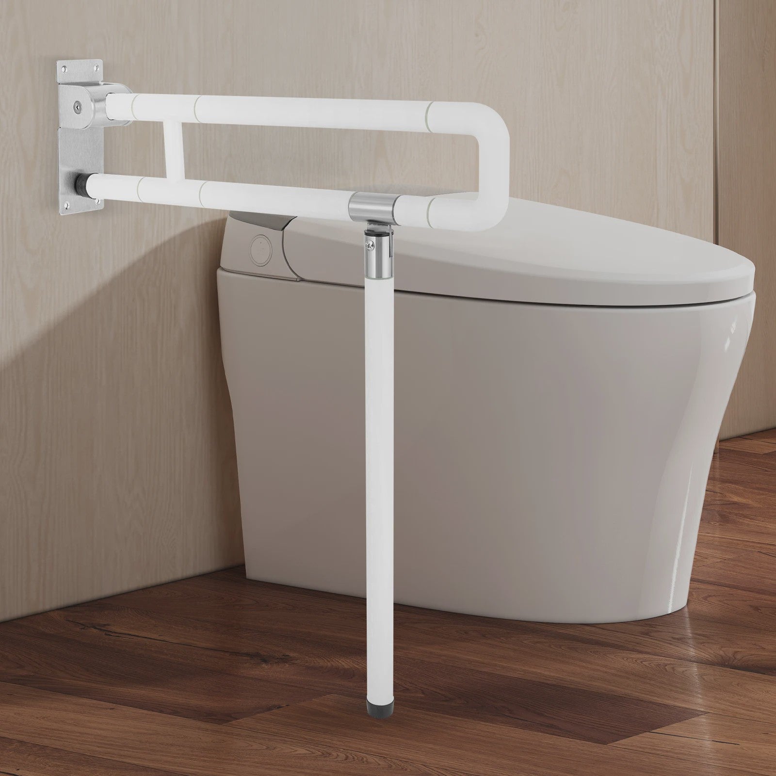 Klapbare Toiletbeugel met Steunpoot - Veiligheid en Ondersteuning bij het Toilet