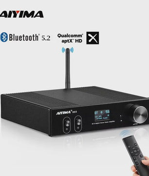 AIYIMA D03 Bluetooth 5.2 Versterker 2x150W RMS met Subwoofer Uitgang, USB DAC & OLED Display