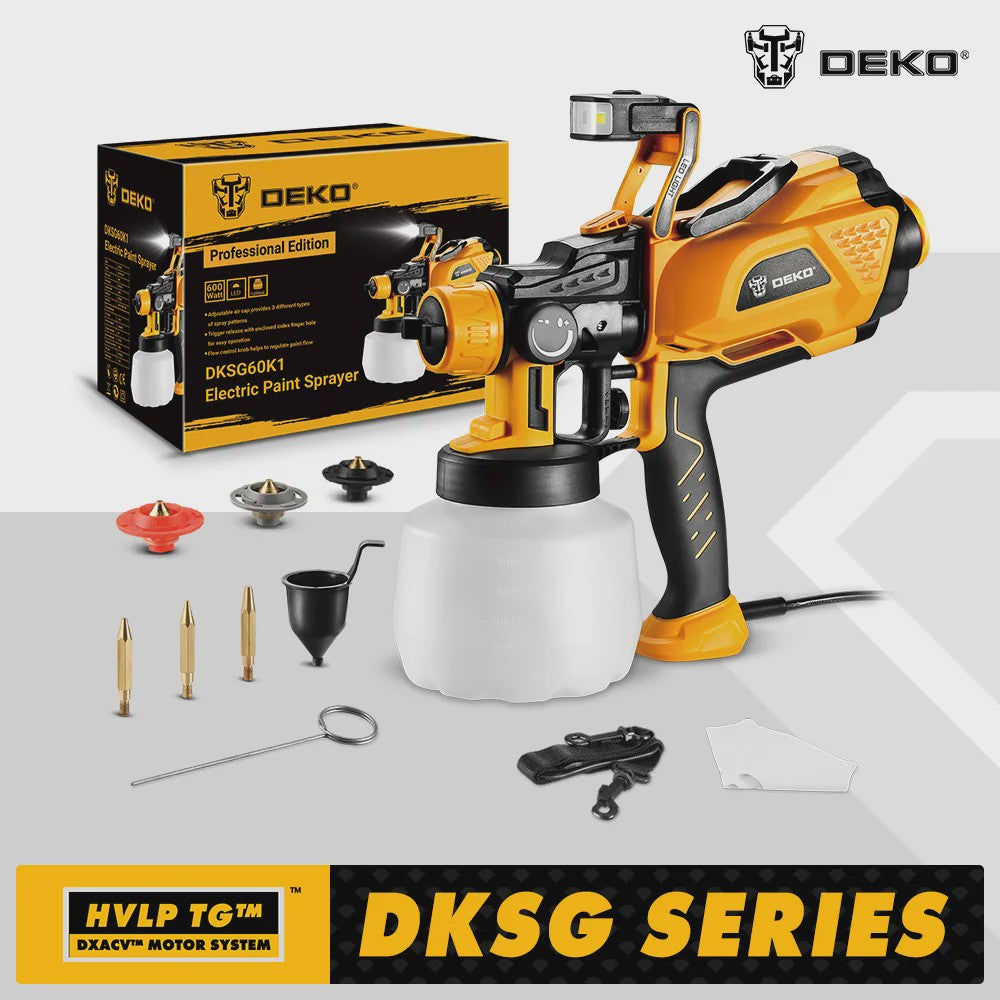 DEKO Elektrische Verfspuit 1200ml HVLP met LED Licht en 3 Mondstukken - Krachtig en Eenvoudig
