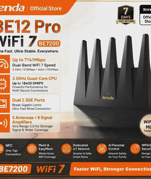 Tenda BE12 Pro WiFi 7 Router: BE7200 Snelheid, Dual 2.5G Poorten & Mesh