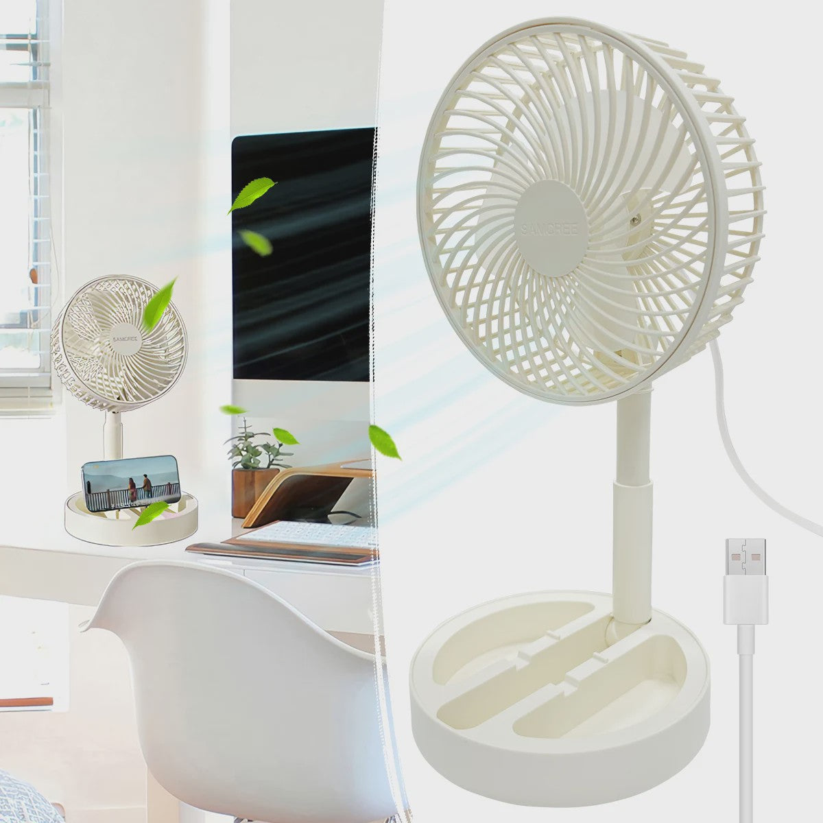Draagbare USB Ventilator - Opvouwbaar & Verstelbaar voor Bureau en Buiten