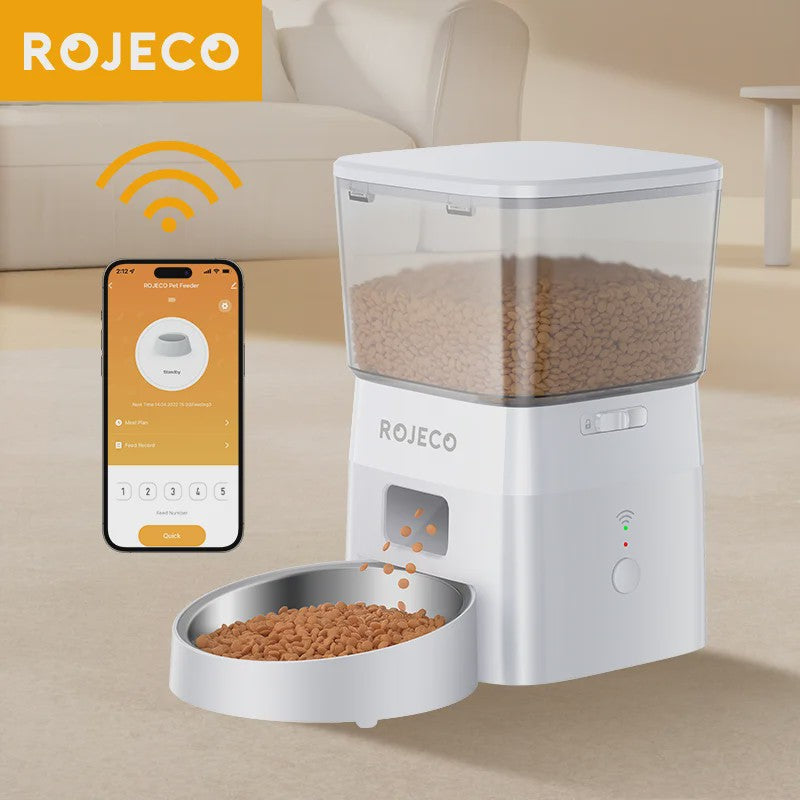 ROJECO Automatische Hond & Kat Voerbak met WIFI Bediening - 2L Capaciteit