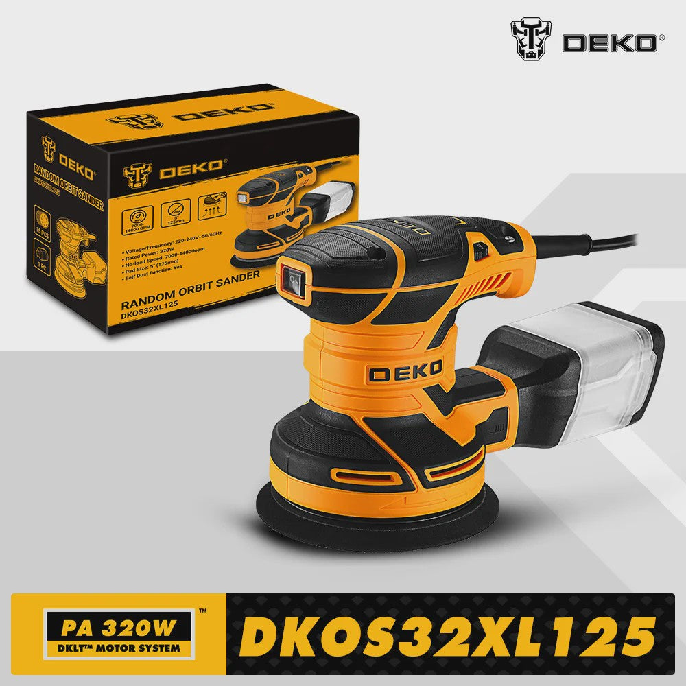 DEKO DKOS32XL125 320W Excentrische Schuurmachine - 14000 RPM met Stofafzuiging