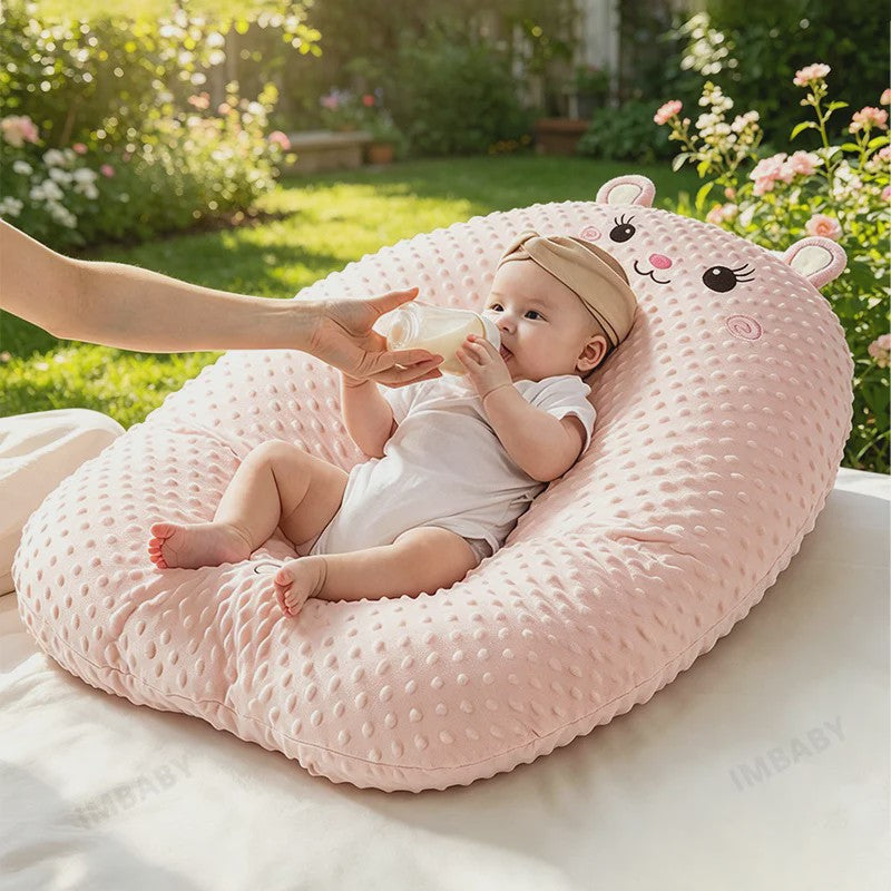 Ergonomisch Baby Voedingskussen - Ultra Zacht, Wasbaar & Rugondersteuning voor Comfortabel Voeden & Minder Spugen