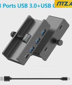 Aluminium USB 3.0/3.2 Hub met Clip: 5Gbps/10Gbps Docking Station voor Monitor & Bureau