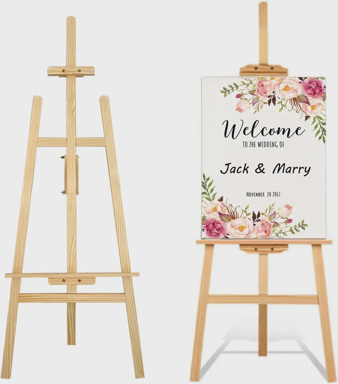 Houten Ezel Standbeeld 150/175 cm - Verstelbaar voor Kunst, Bruiloftsborden & Posters