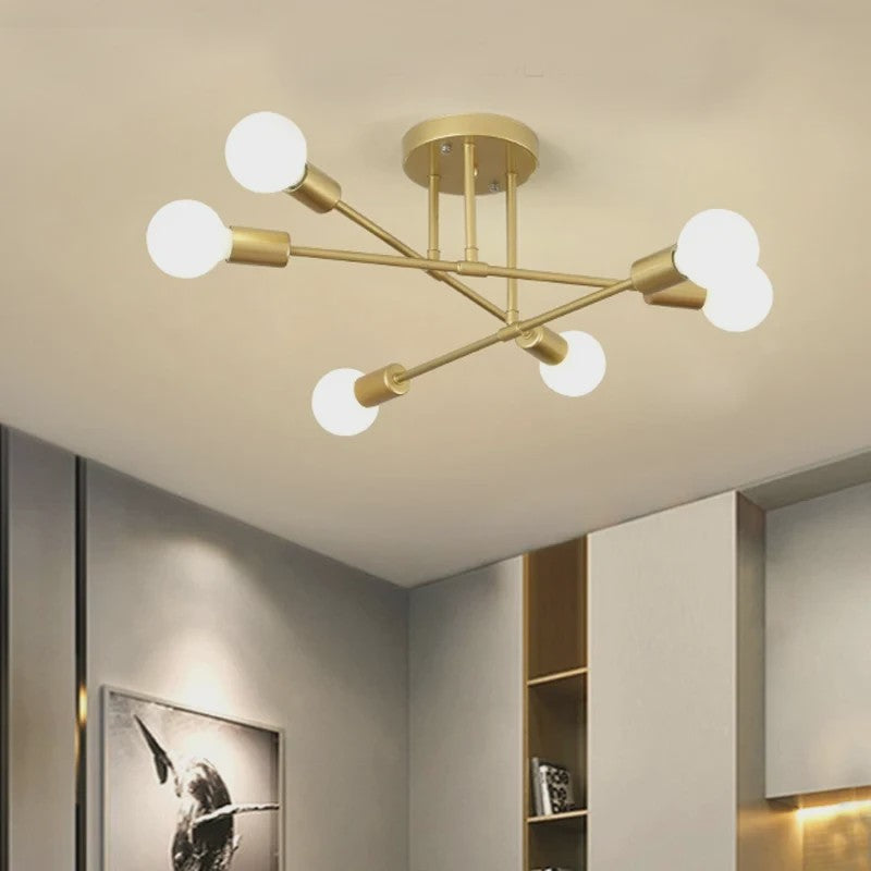 Nordic Stijl Plafondlamp Zwart/Goud - Minimalistische Hanglamp voor Slaapkamer & Woonkamer