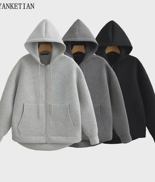 Unisex Oversized Rits Hoodie met Dubbele Zakken - Comfortabele Streetwear