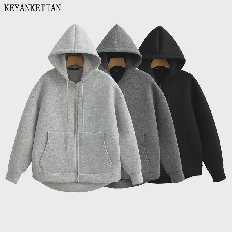 Unisex Oversized Rits Hoodie met Dubbele Zakken - Comfortabele Streetwear