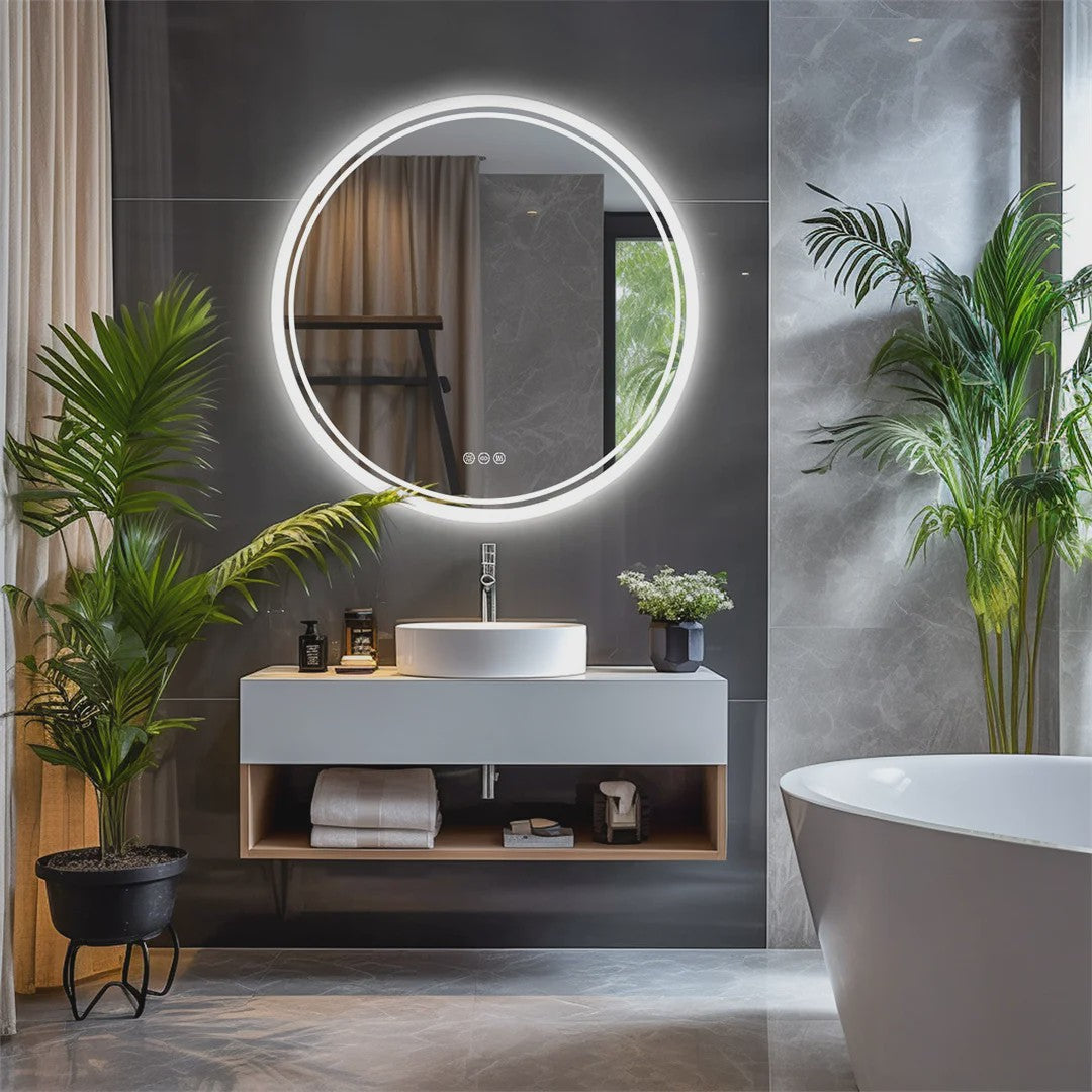 LUVODI Ronde Spiegel 80cm met Slimme LED Verlichting, Dimbaar & Anti-Condens Touchscreen
