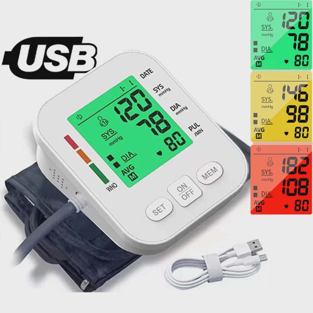 Digitale Bloeddrukmeter Bovenarm - Automatisch, Dubbele Gebruiker, Tri-Color Display
