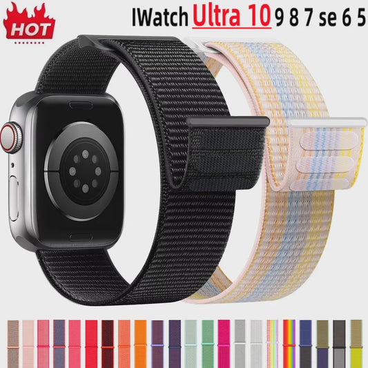 Nylon Sportband voor Apple Watch (38-49mm) - Ademend & Verstelbaar met Klittenband