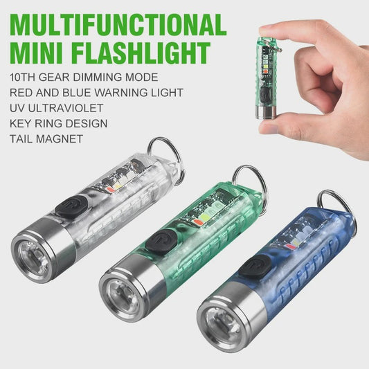 Compacte LED Sleutelhanger Zaklamp - USB Oplaadbaar, Multifunctioneel