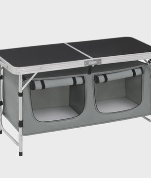 WOLTU Aluminium Vouwbare Picknicktafel met Opbergvakken en In hoogte Verstelbare Poten