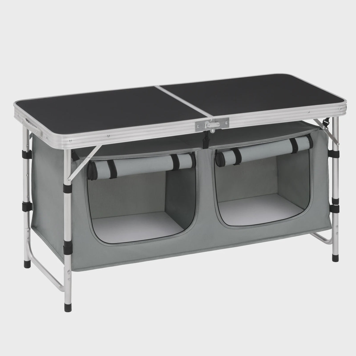 WOLTU Aluminium Vouwbare Picknicktafel met Opbergvakken en In hoogte Verstelbare Poten