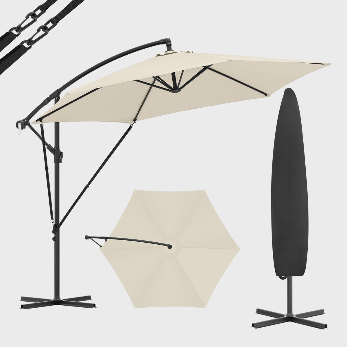 WOLTU Cantilever Parasol - Waterdicht, UV-beschermend met slinger en hoes voor tuin en terras
