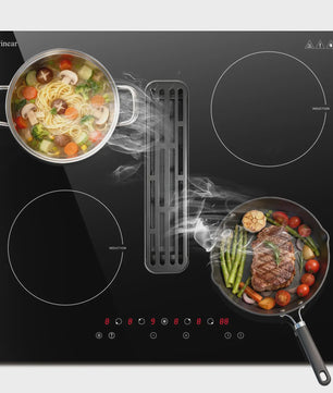 Karinear Inbouw Inductie Kookplaat met Afzuiging - 60cm, 6400W, 9 standen, Timer & Boost