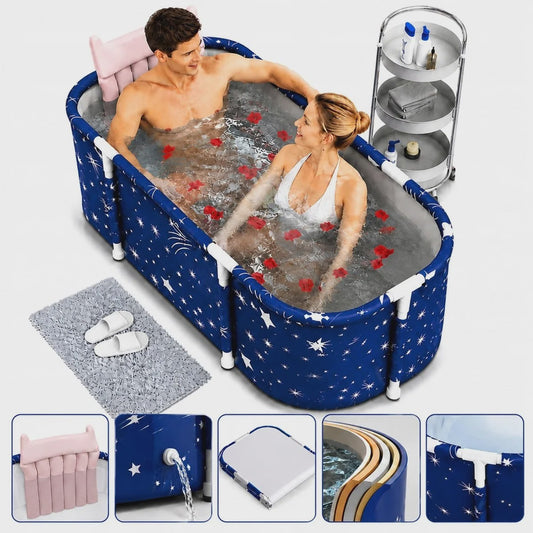 Opvouwbaar Bad voor Volwassenen - Draagbaar Home Spa Bad met Pomp & Kussen - 120cm