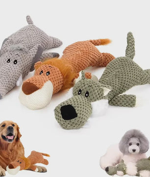 Duurzaam Piepend Pluche Hondenspeelgoed - Leeuw, Wolf & Olifant - Voor Kleine & Middelgrote Honden
