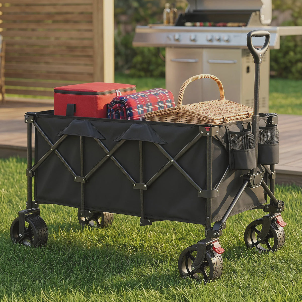 Songmics Opvouwbare Transportkar met Handvat - 200L, 150kg Draagvermogen