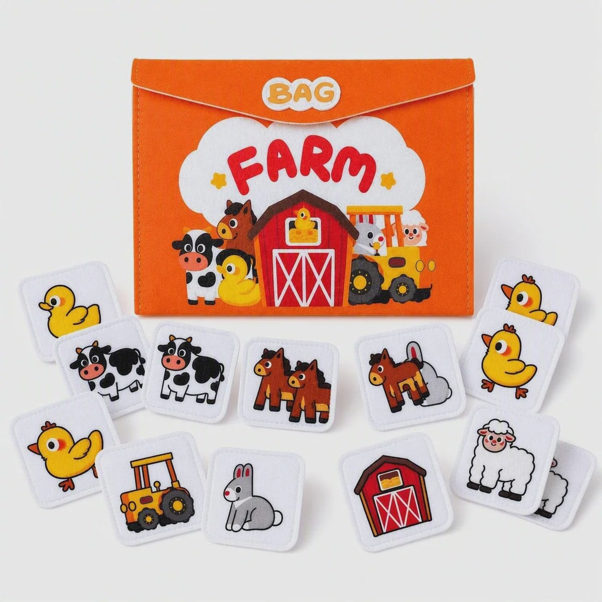 Felt Boerderij Dieren Memory Spel voor Peuters - Educatief en Reisvriendelijk Speelgoed