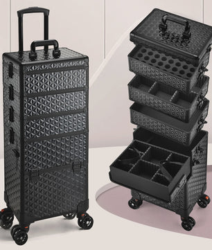 Professionele Make-up Koffer op Wielen - Extra Groot & Rolbaar