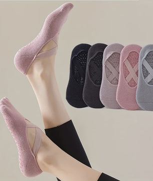 5 Paar Dames Yogakousen met Antislip Siliconen Grip - Ademend Katoen
