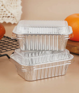 10x Wegwerp Aluminium Bakvormen met Deksel - Rechthoekig voor Cakes, Muffins & Brood