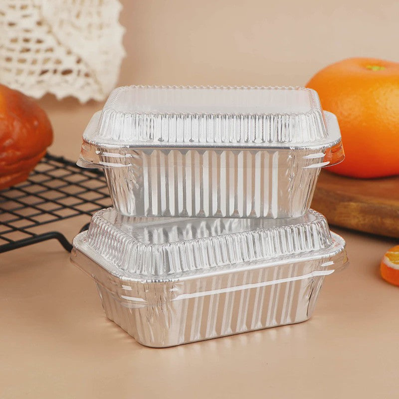 10x Wegwerp Aluminium Bakvormen met Deksel - Rechthoekig voor Cakes, Muffins & Brood
