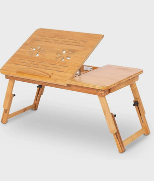 Opklapbare Bamboe Bedtafel met Verstelbare Hoogte & Kantelbaar Bureau - Ideaal voor Laptop, Ontbijt & Lezen