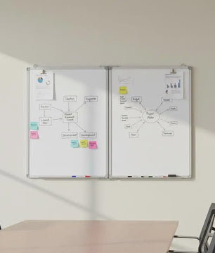 Magnetisch Whiteboard 2 Panelen Inklapbaar 120x100 cm met Aluminium Frame