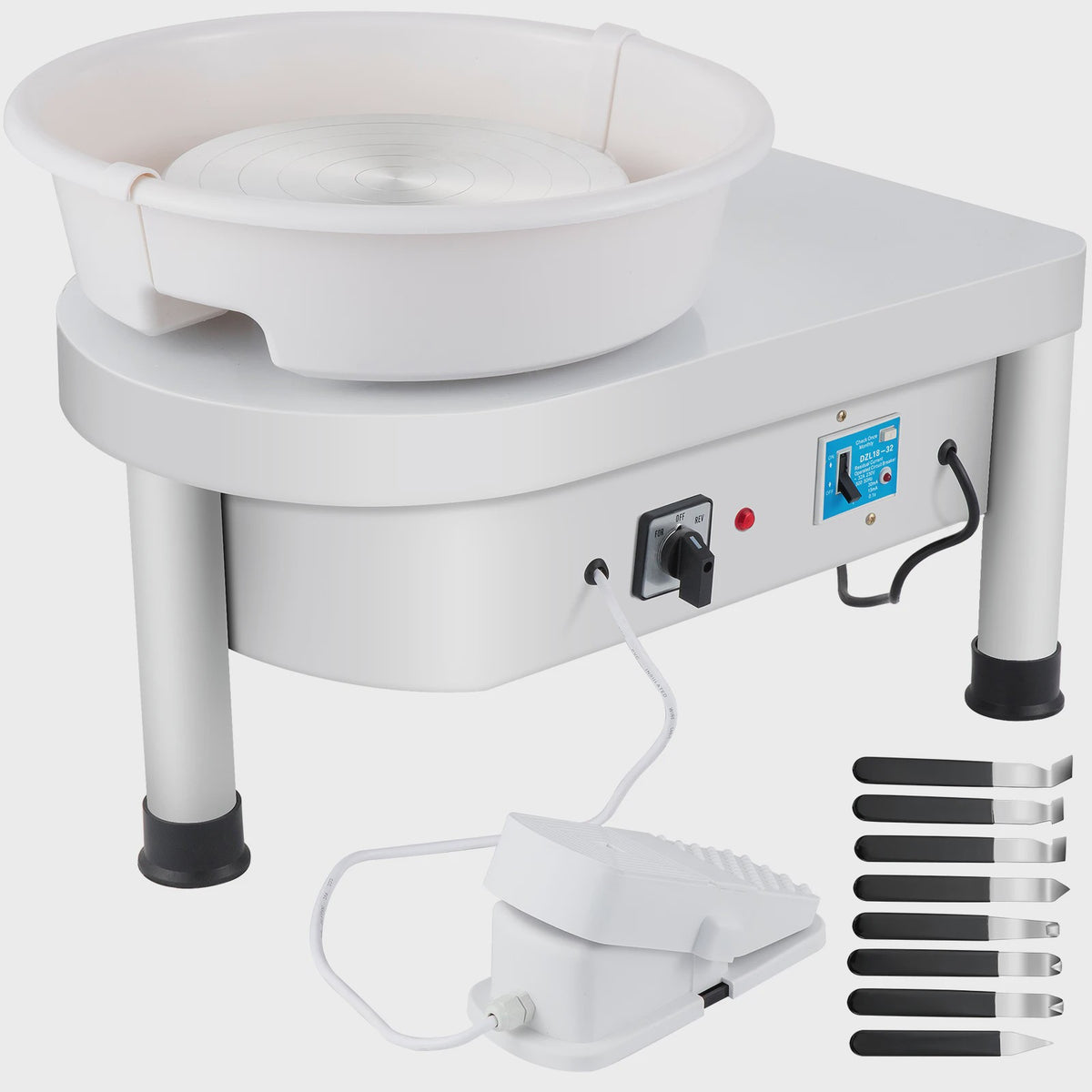 Elektrische Pottenbakkersschijf 25cm 280W met Voetpedaal en Gereedschapset - DIY Keramiek