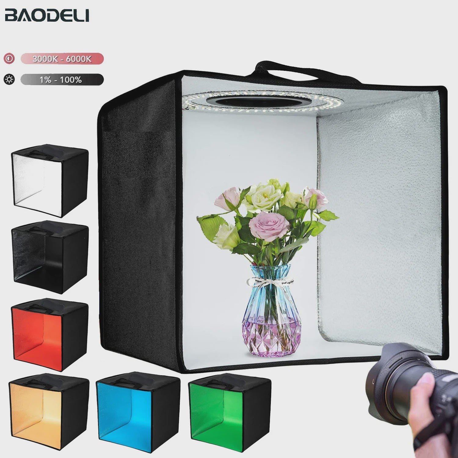 30cm Fotostudio Lightbox met 120 LED's en 6 Achtergronden - Verstelbare Helderheid