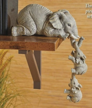 Schattige Olifanten Familie Figuur - 3-delige Resin Decoratie voor Aan de Rand
