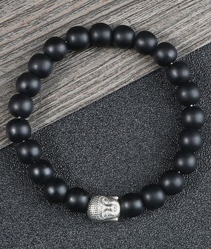 Buddha Hoofd Armband - Natuursteen & Lavasteen Kralen - Yoga & Gebedssieraden voor Dames en Heren