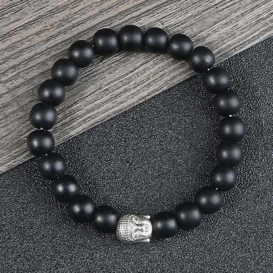 Buddha Hoofd Armband - Natuursteen & Lavasteen Kralen - Yoga & Gebedssieraden voor Dames en Heren