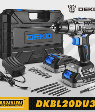 DEKO 20V Brushless Accuboormachine - Krachtige Mini Schroefmachine met 2 Snelheden & 18+1 Koppeling
