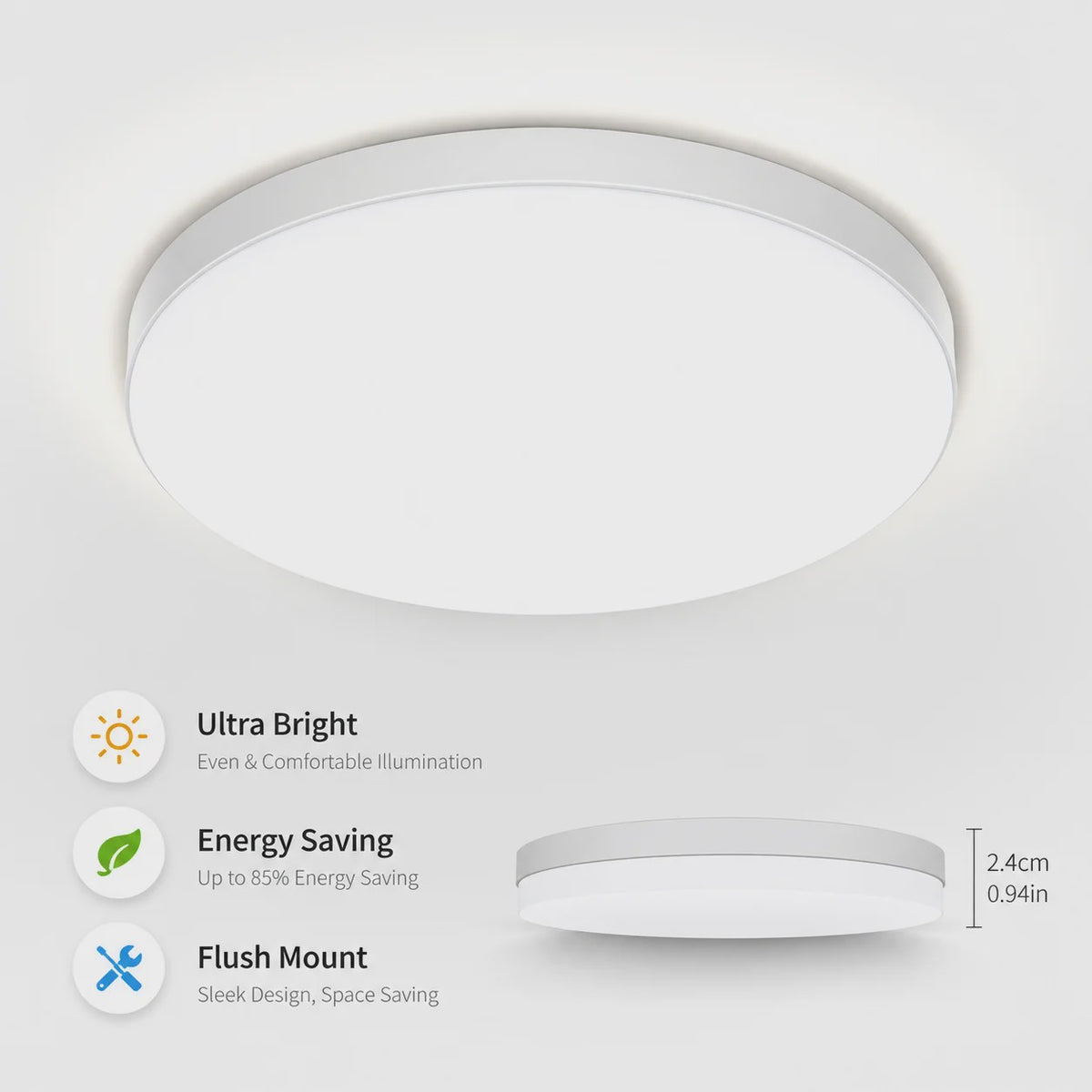 Ultra-dunne Ronde LED Plafondlamp Waterdicht Flush Mount 6500K Daglicht