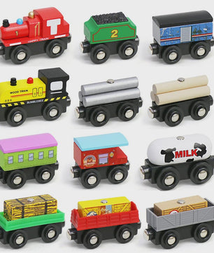 Houten Magneet Treinwagon Set - Uitbreidbaar en Compatibel met Houten Spoorsystemen