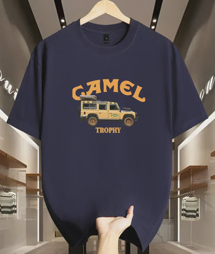 Heren Retro T-shirt met Camel & Sahara Woestijnprint - Zomer Casual Top