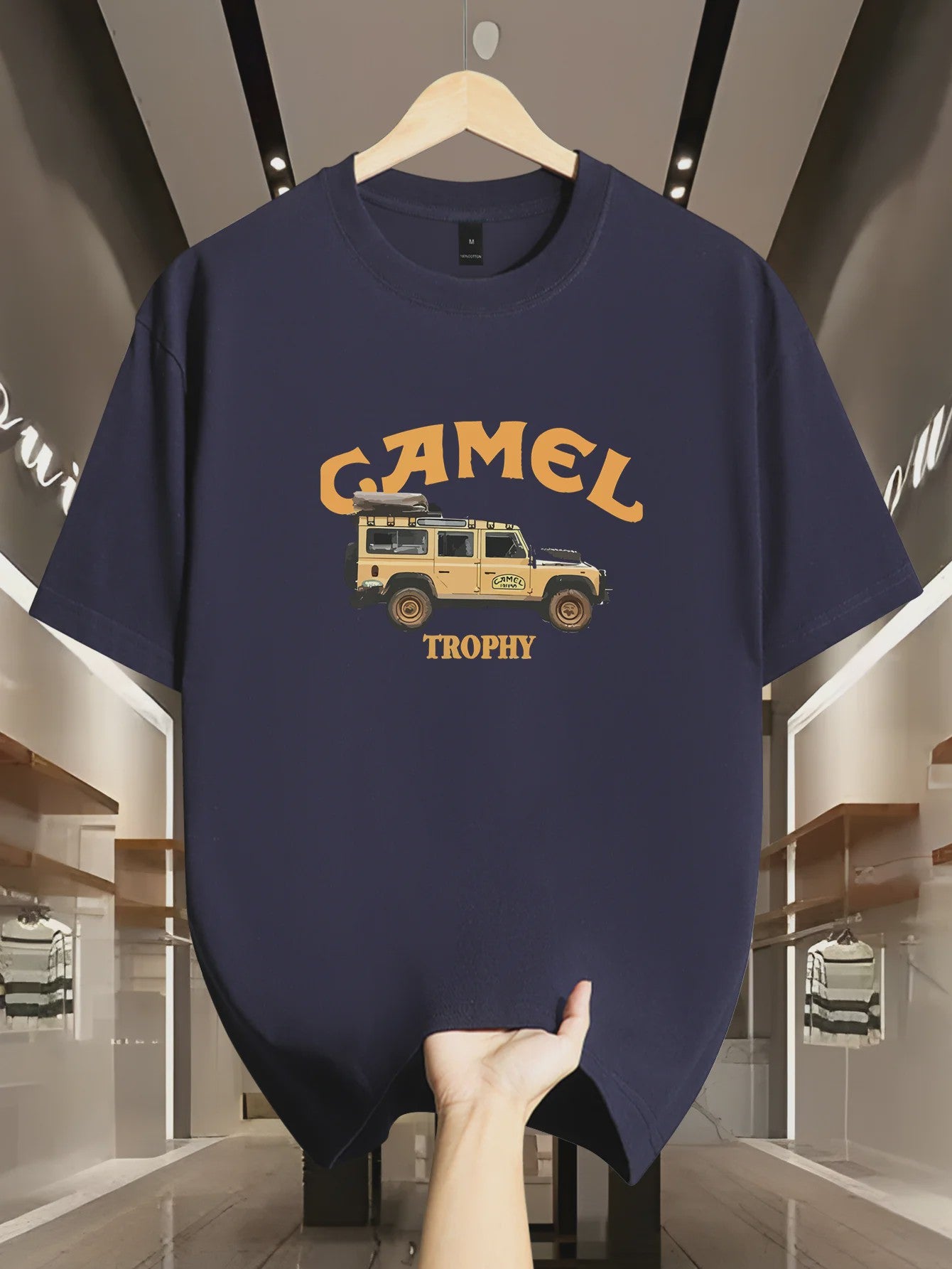 Heren Retro T-shirt met Camel & Sahara Woestijnprint - Zomer Casual Top