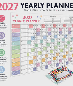 Jaarplanner 2027 - Grote Wandkalender met Planvakken en Stickers