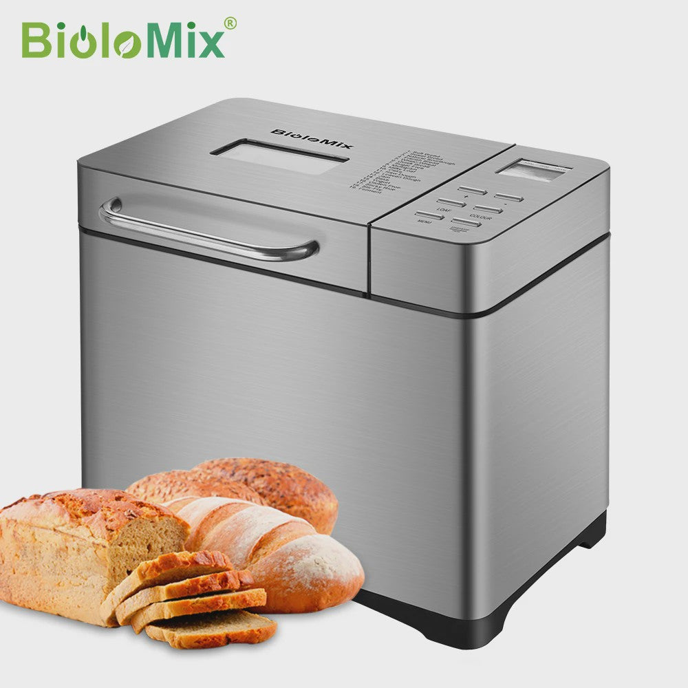 Biolomix Broodmachine RVS - 1KG Capaciteit, 19 Programma's, Automatische Fruitdispenser