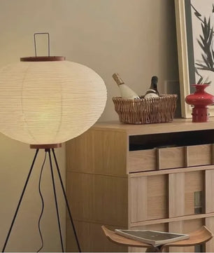 Japanse Rijstpapieren Vloerlamp - Wabi Sabi Design - Noguchi Stijl