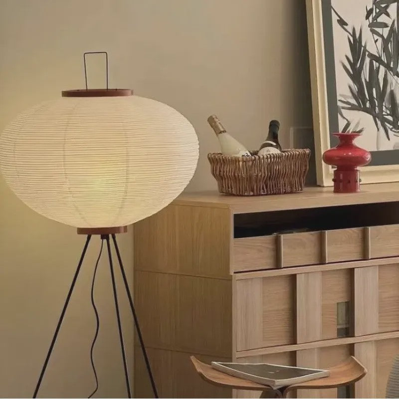 Japanse Rijstpapieren Vloerlamp - Wabi Sabi Design - Noguchi Stijl